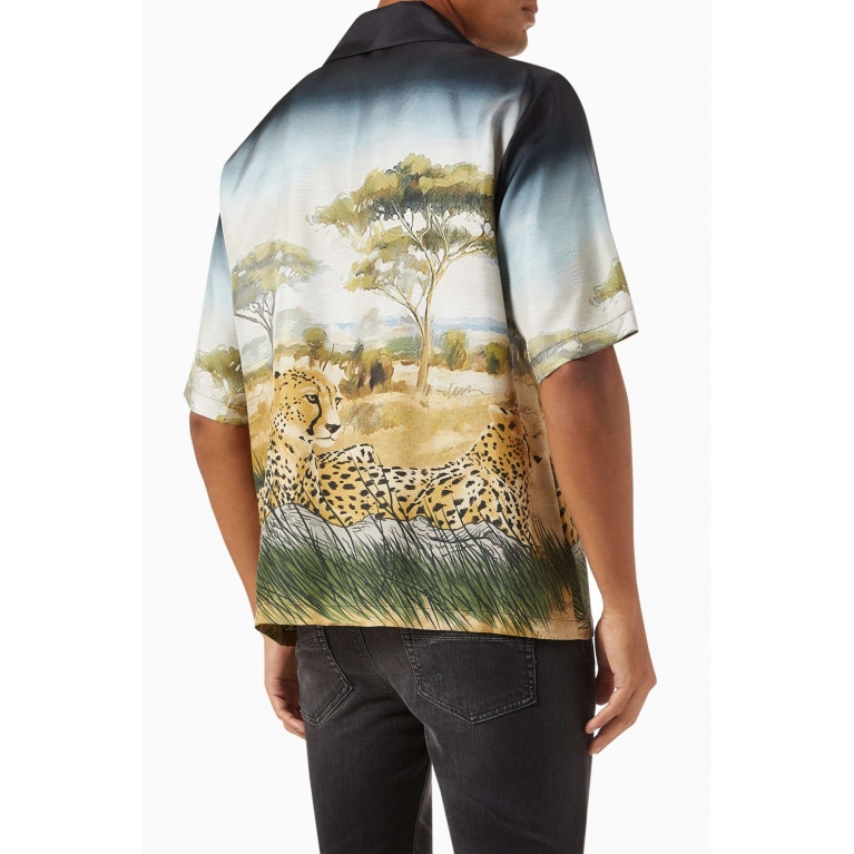 Amiri - Cheetah Print Bowling Shirt in Silk
