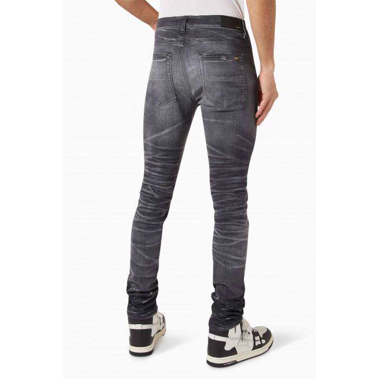 Amiri - MX1 Distressed Skinny-fit Jeans in Stretch Denim & Leather