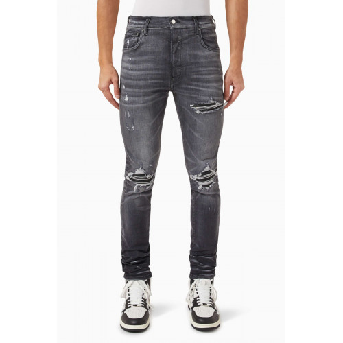 Amiri - MX1 Distressed Skinny-fit Jeans in Stretch Denim & Leather