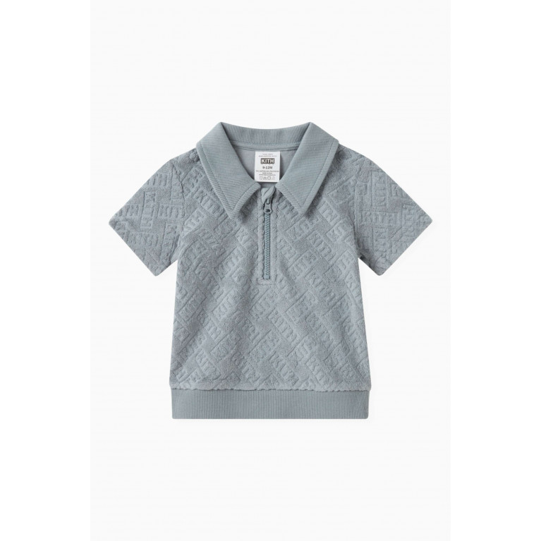 Kith - Short Sleeved Monogram Zip Polo in Cotton-blend Terry