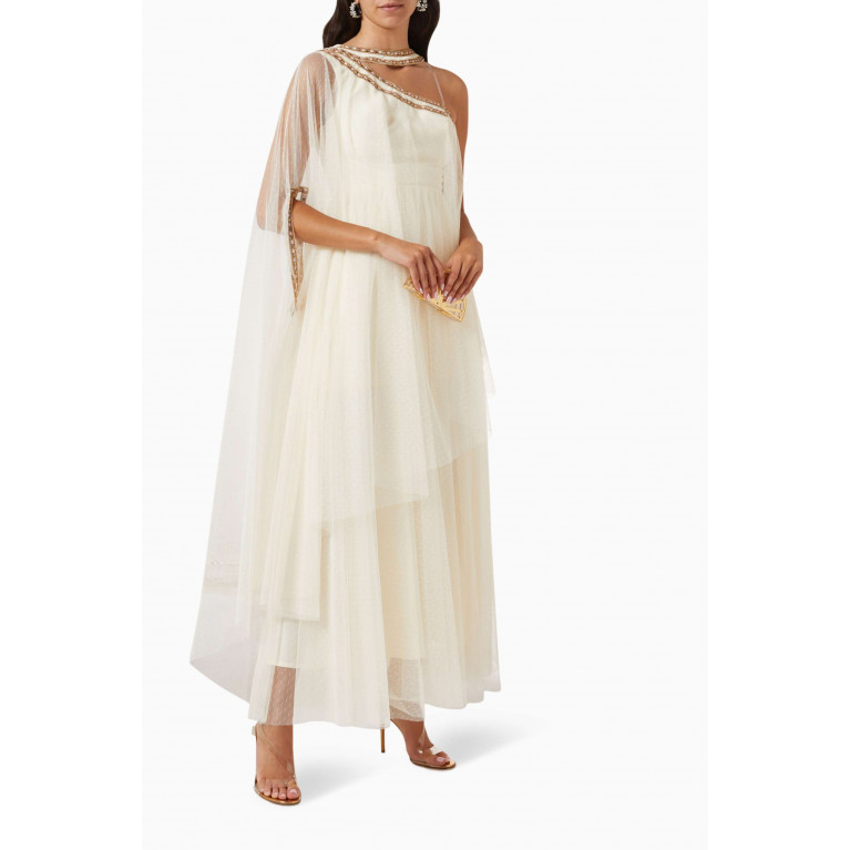 Amri - Bead-embellished Dress in Tulle Neutral