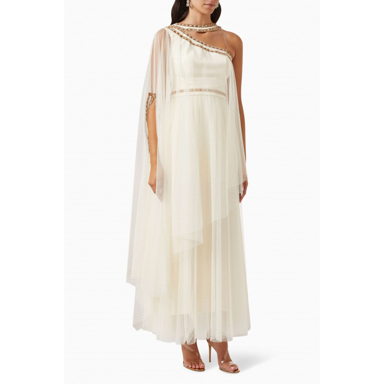 Amri - Bead-embellished Dress in Tulle Neutral