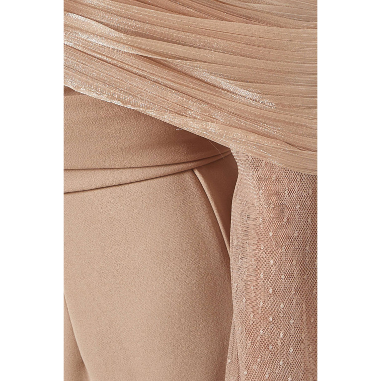 Amri - Draped Long-sleeve Dress Neutral
