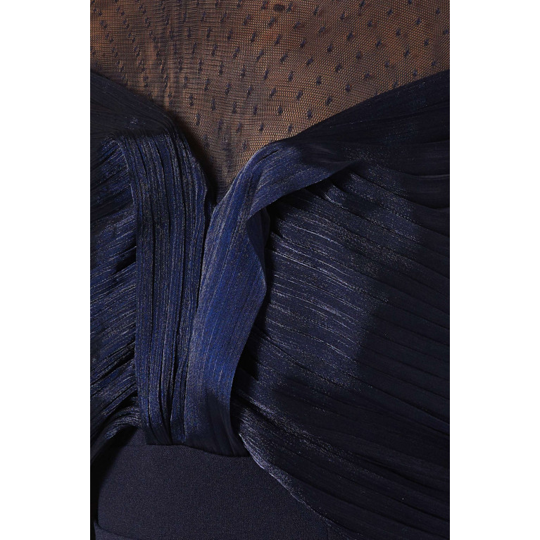 Amri - Draped Long-sleeve Dress Blue