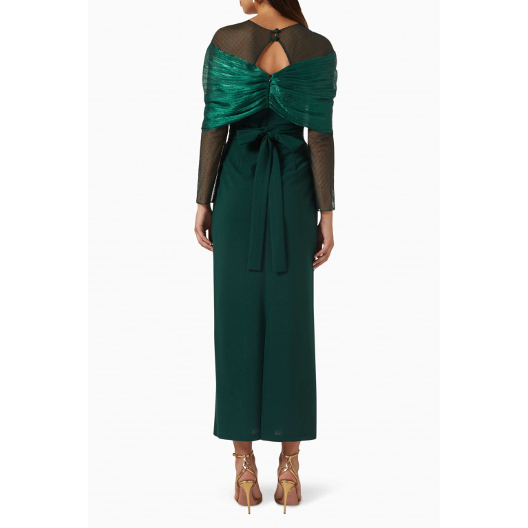 Amri - Draped Long-sleeve Dress Green