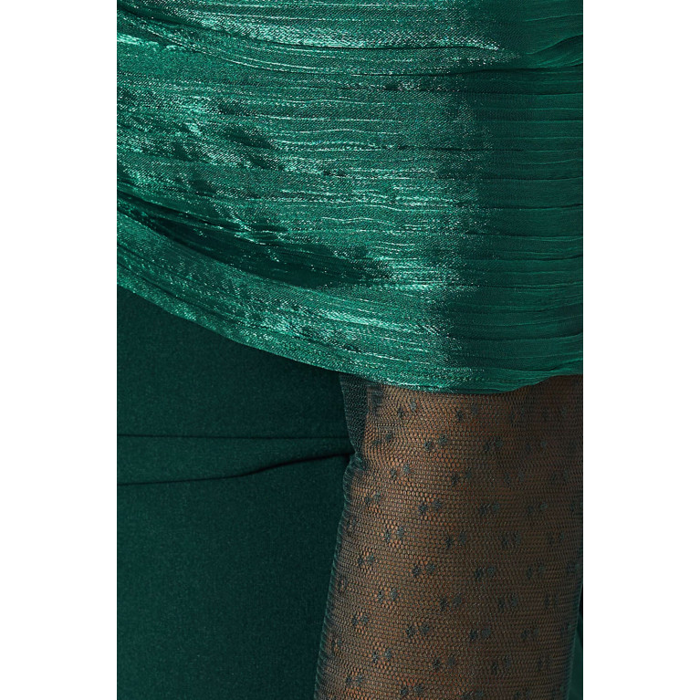 Amri - Draped Long-sleeve Dress Green