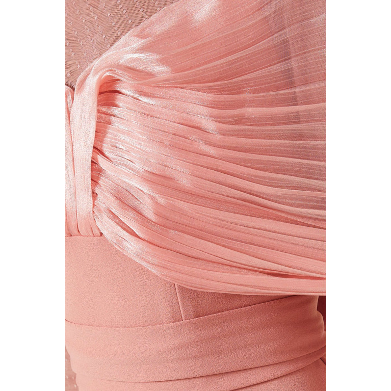 Amri - Draped Long-sleeve Dress Pink