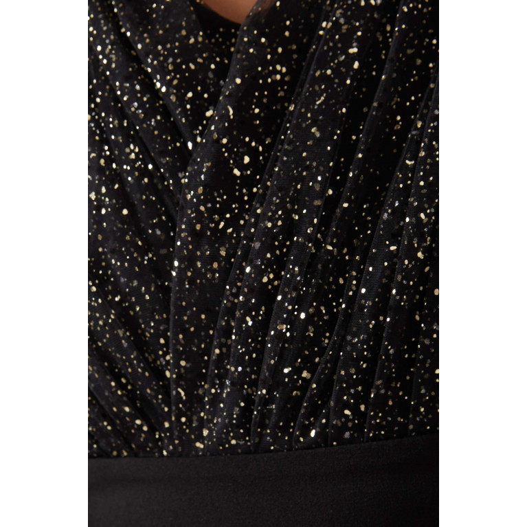 Amri - Shimmer Cape-sleeve Dress