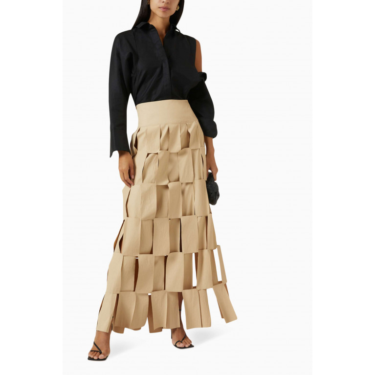 A.W.A.K.E Mode - Rectangle Double-layered Skirt in Coated-cotton