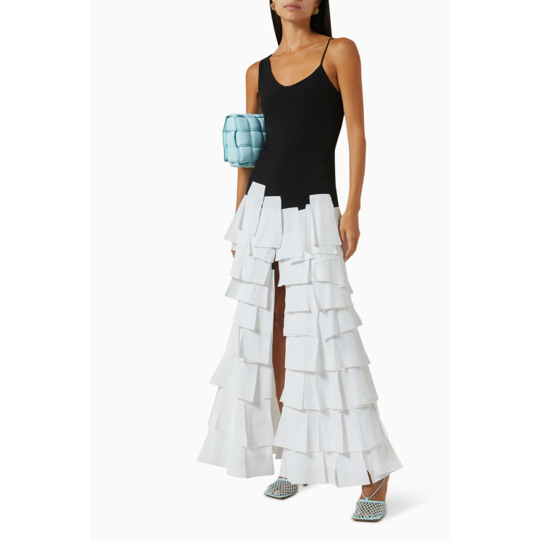 A.W.A.K.E Mode - Decorative Rectangle Maxi Dress in Stretch-crepe