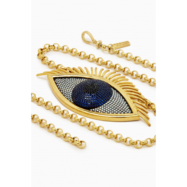Begum Khan - Mega Evil Eye Necklace in 24kt Gold-plated Bronze
