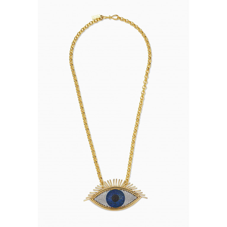 Begum Khan - Mega Evil Eye Necklace in 24kt Gold-plated Bronze