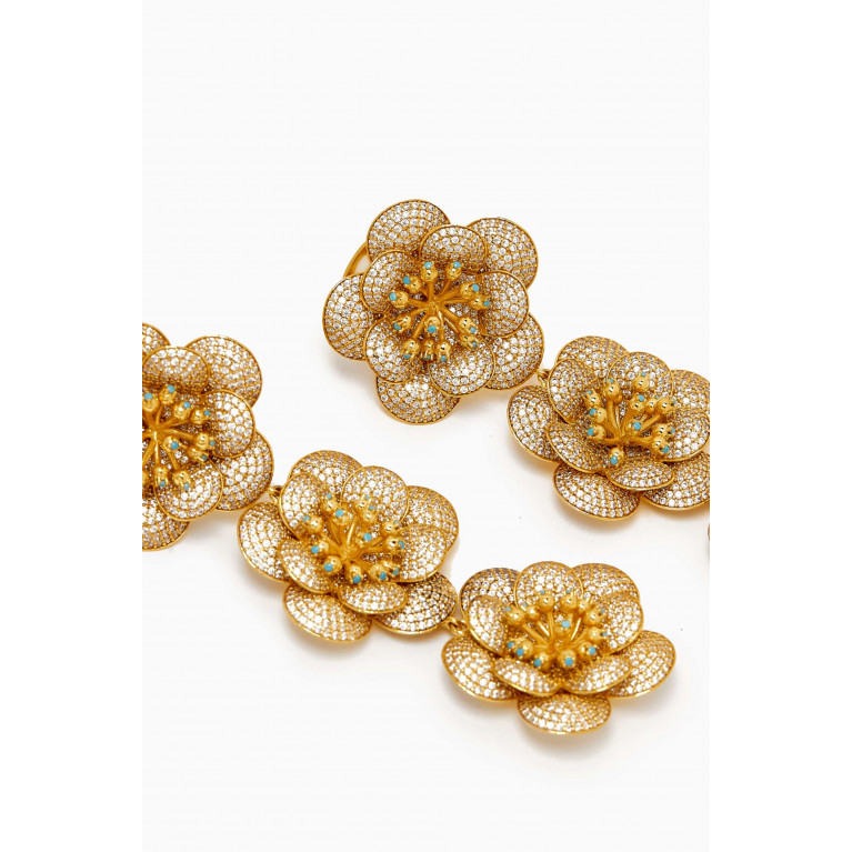 Begum Khan - Shalimar Crystal Clip Earrings in 24kt Gold-plated Bronze