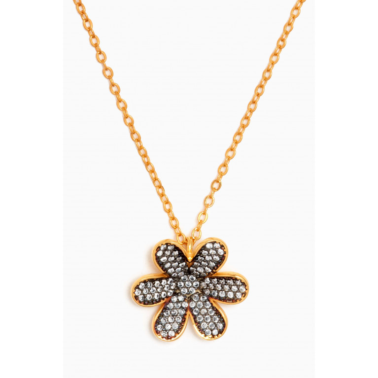 Begum Khan - Mini Daisy Crystal Necklace in 24kt Gold-plated Bronze