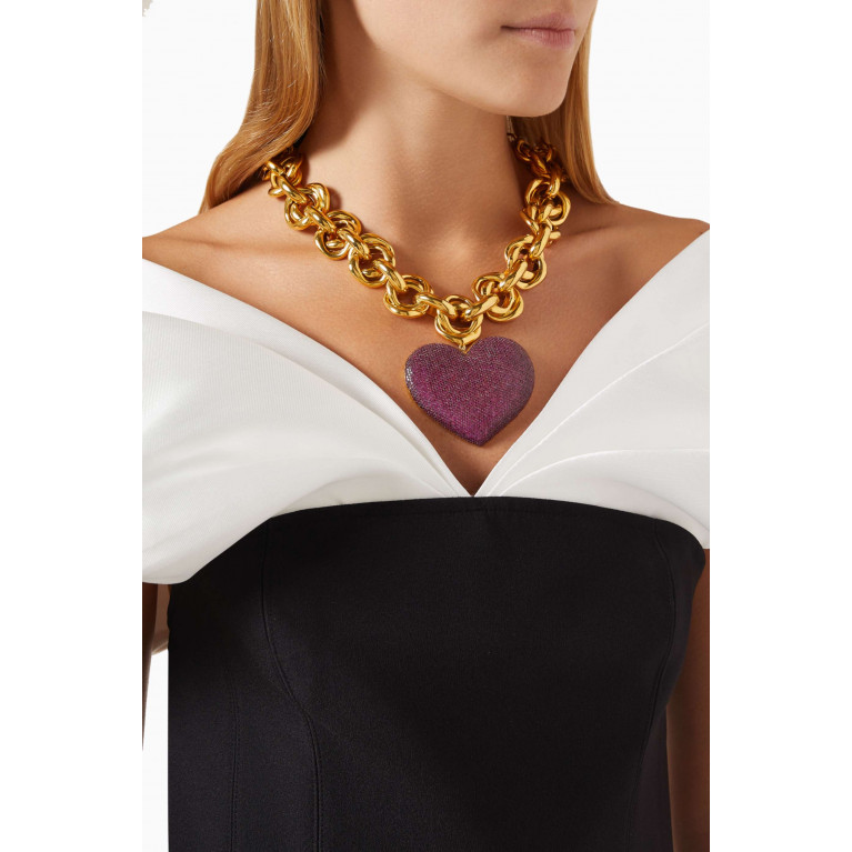 Begum Khan - Catena My Love Crystal Necklace in 24kt Gold-plated Bronze