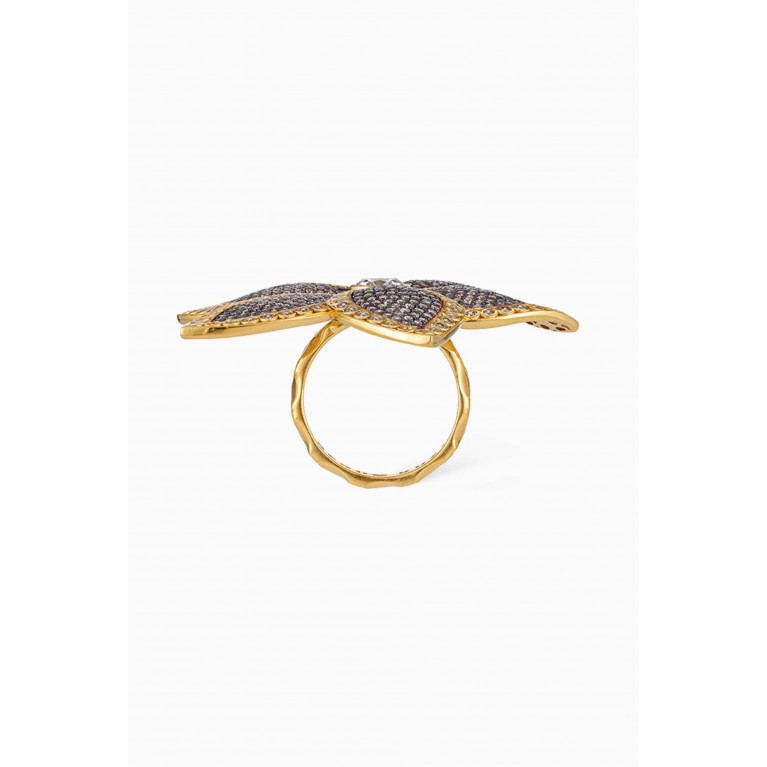 Begum Khan - Lotina Crystal Ring in 24kt Gold-plated Bronze
