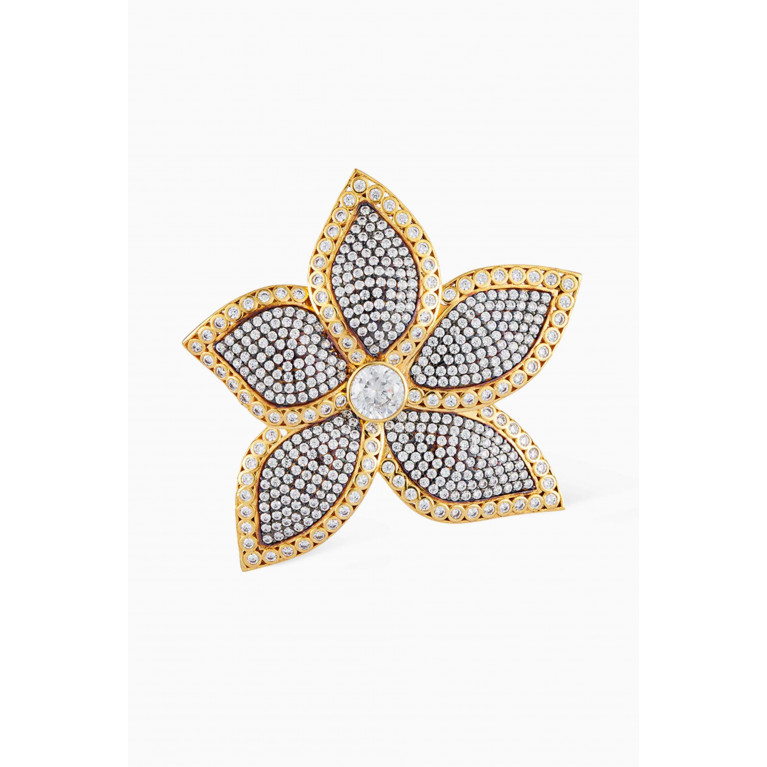 Begum Khan - Lotina Crystal Ring in 24kt Gold-plated Bronze