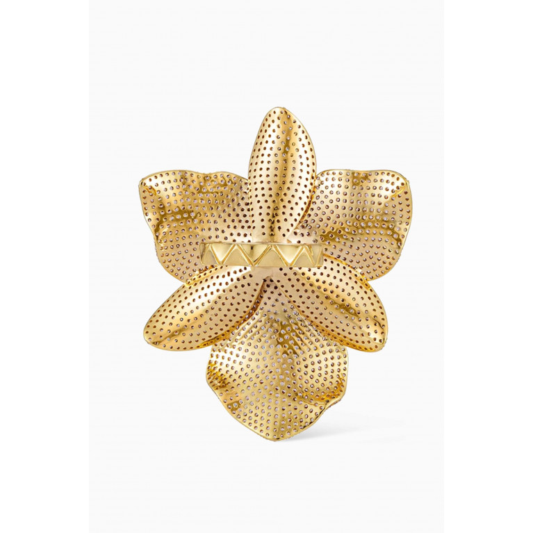 Begum Khan - Singapore Orchid Crystal Ring in 24kt Gold-plated Bronze