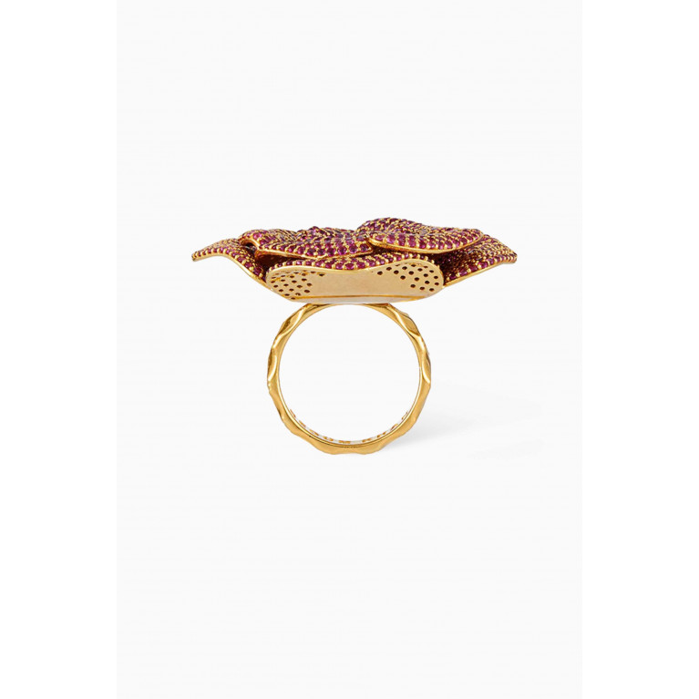 Begum Khan - La Rosina Crystal Ring in 24kt Gold-plated Bronze