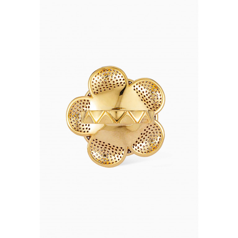 Begum Khan - Carnation Crystal Ring in 24kt Gold-plated Bronze
