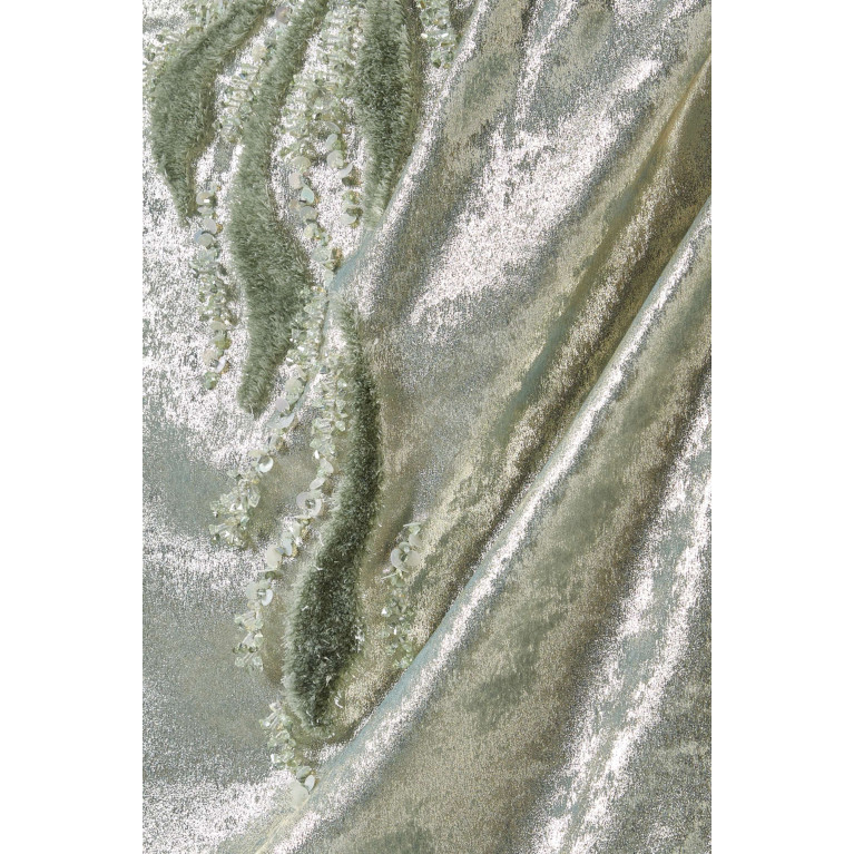 Ruya - Embellished Kaftan in Foil Crepe Green