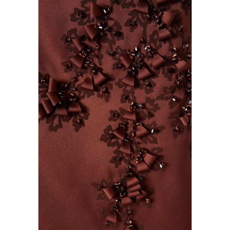 Ruya - Embellished Kaftan in Crepe Brown