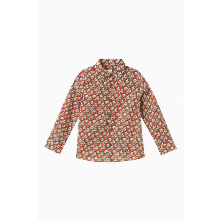 Burberry - Bear-print Shirt in Cotton & Silk