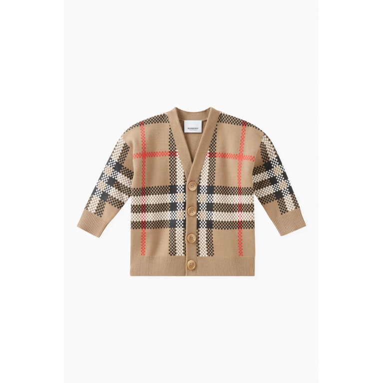 Burberry - Check-print V-neck Cardigan in Wool