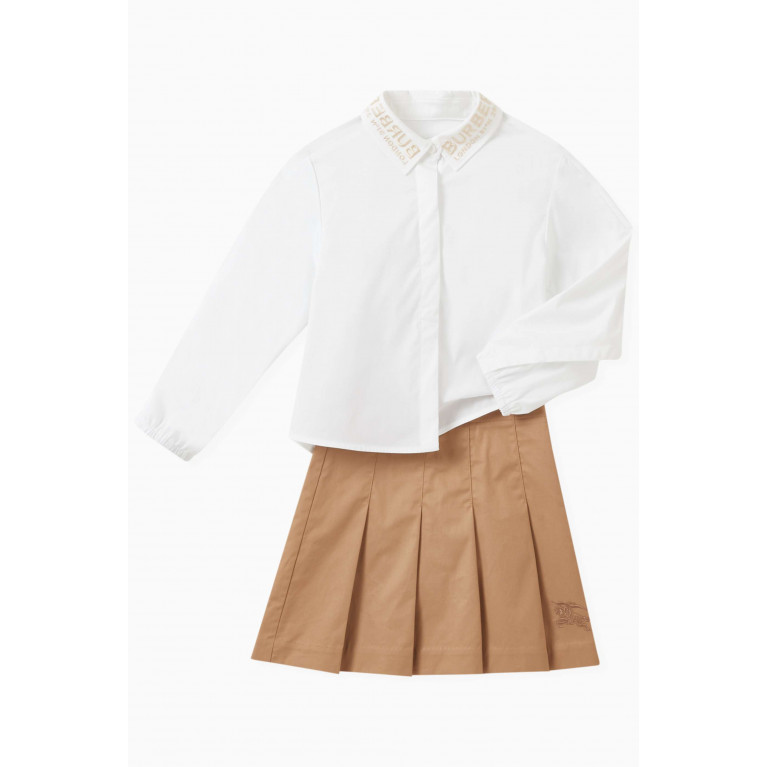 Burberry - EKD Pleated Skirt in Cotton Twill