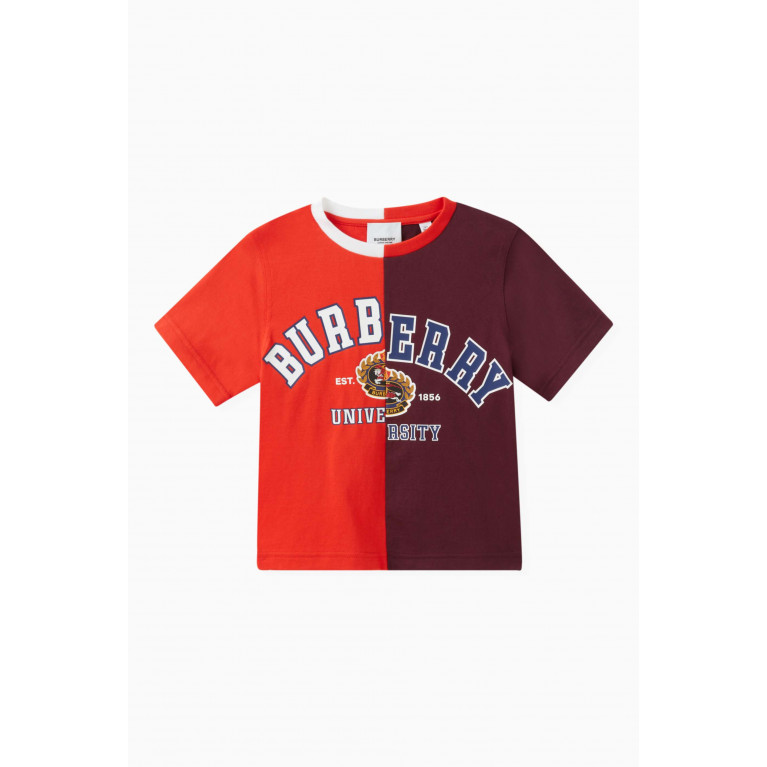 Burberry - Logo-print Colour-block T-shirt in Cotton