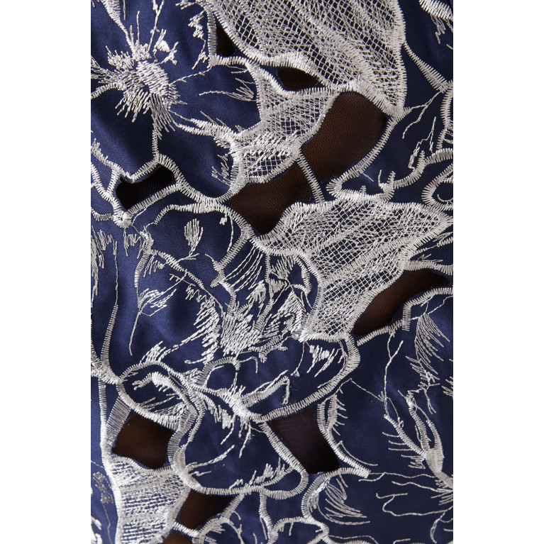 Marchesa Notte - Embroidered Strapless Midi Dress in Satin