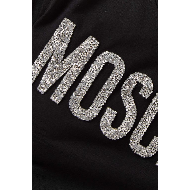 Moschino - Glitter Logo Crop T-shirt in Cotton-jersey