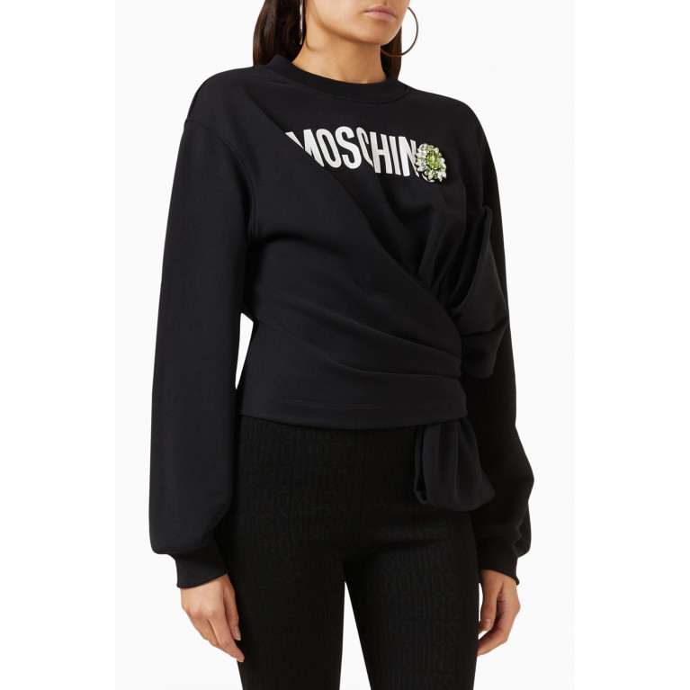 Moschino - Jewel Flower Maxi Bow Sweatshirt in Cotton-fleece
