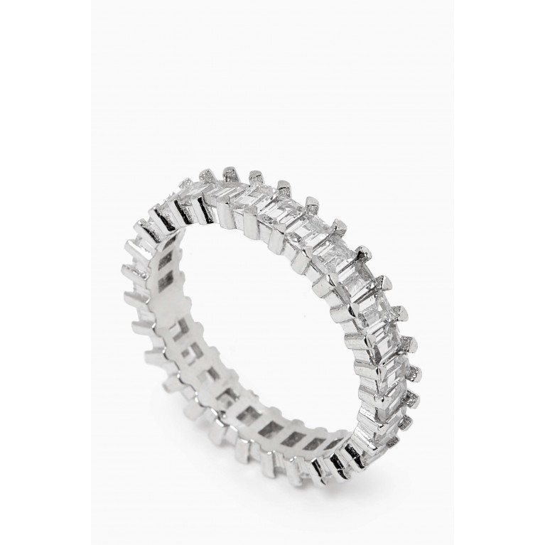 KHAILO SILVER - All-over Crystal Ring in Sterling Silver