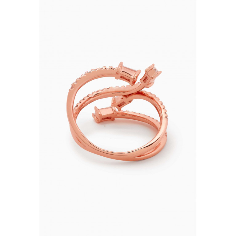 KHAILO SILVER - Crystal Pavé Ring in Rose Gold-plated Sterling Silver