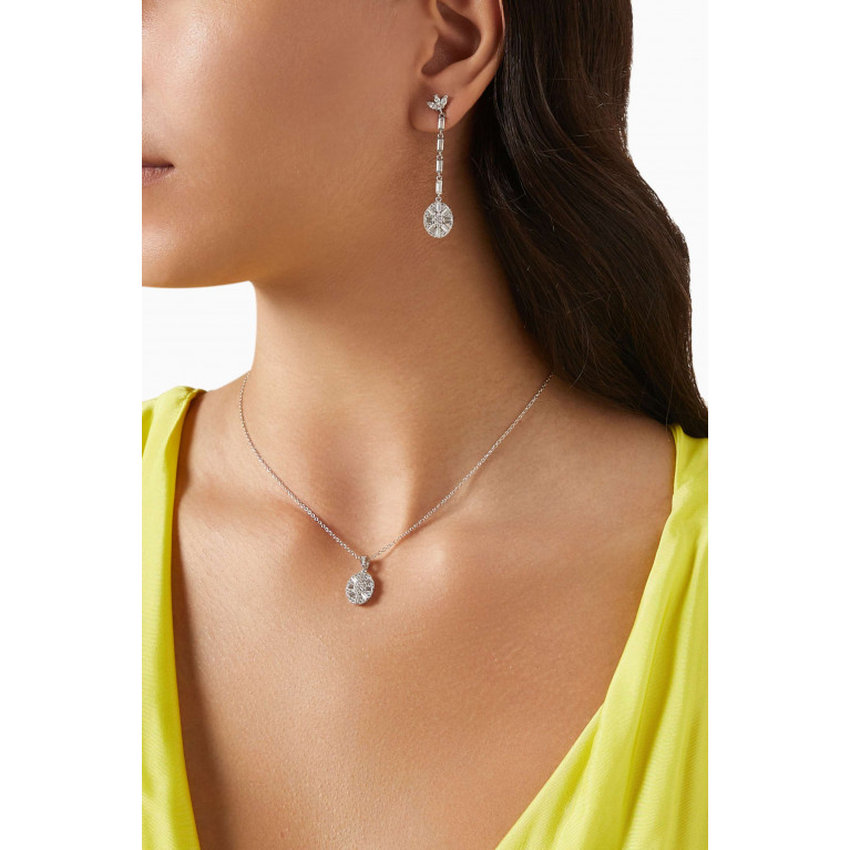 KHAILO SILVER - Crystal Pendant Drop Earrings in Sterling Silver