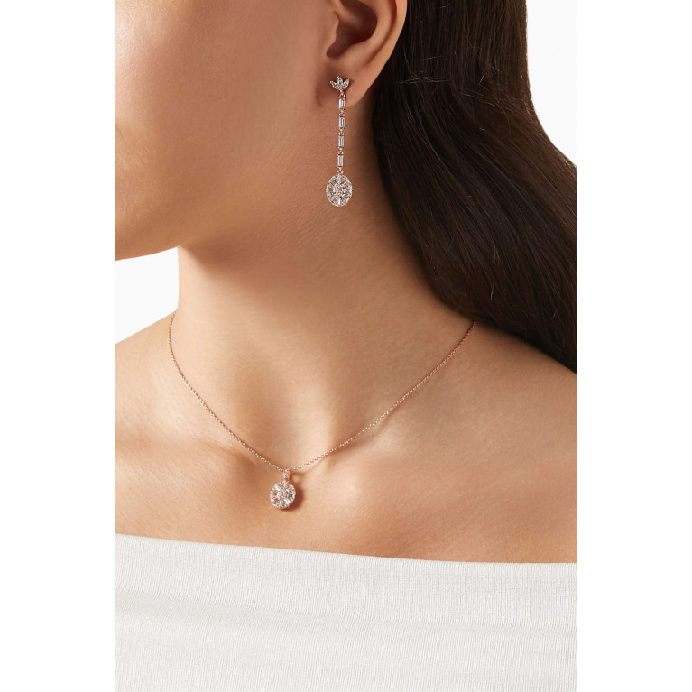 KHAILO SILVER - Crystal Pendant Drop Earrings in Rose Gold-plated Sterling Silver