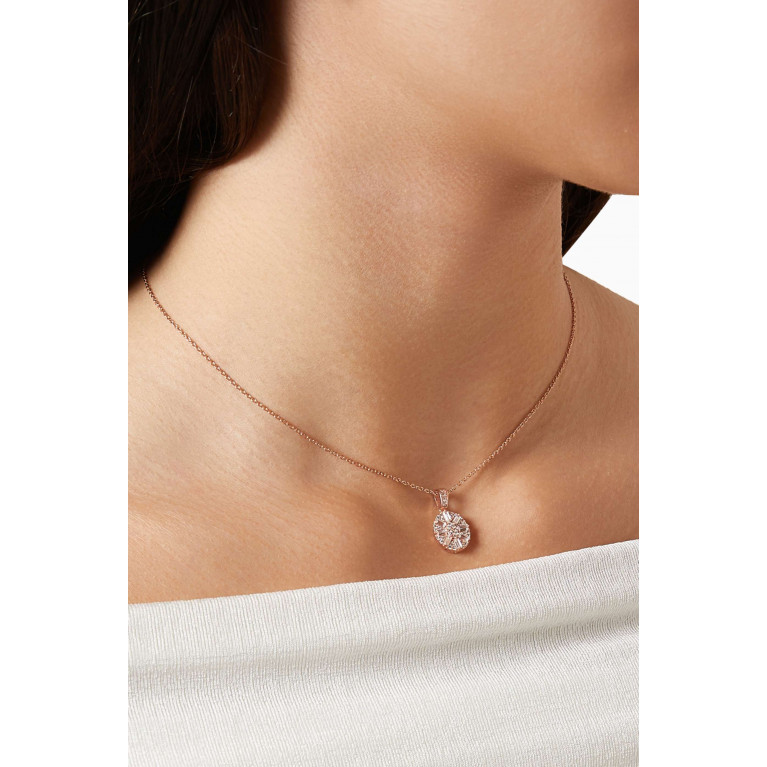 KHAILO SILVER - Flower Crystal Pendant Necklace in Rose Gold-plated Sterling Silver