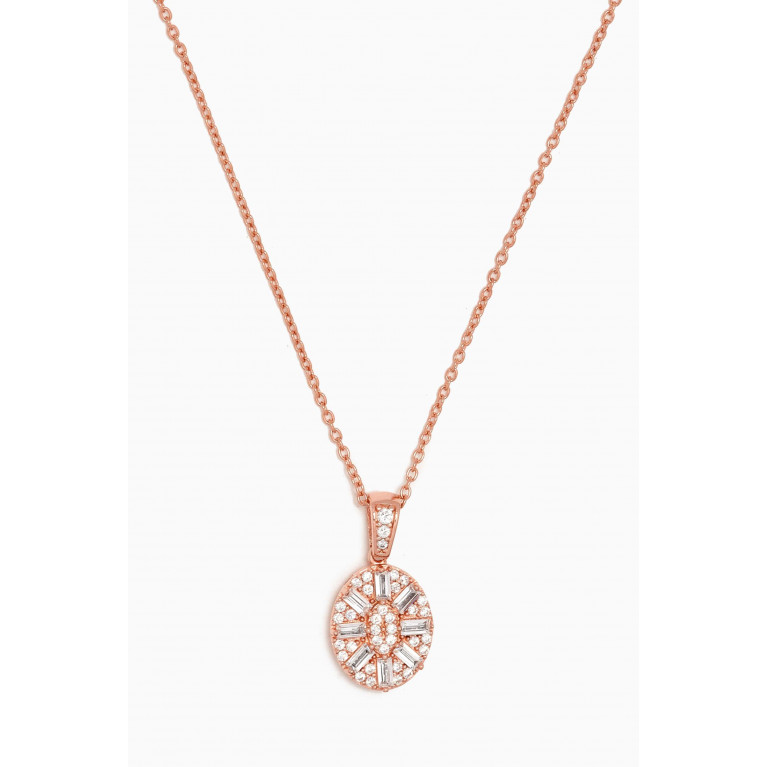 KHAILO SILVER - Flower Crystal Pendant Necklace in Rose Gold-plated Sterling Silver