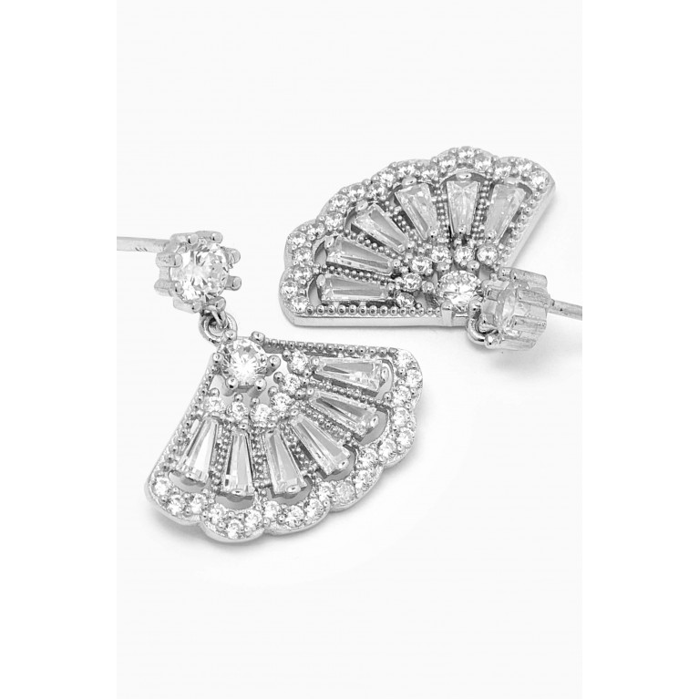 KHAILO SILVER - Fan Crystal Earrings in Sterling Silver