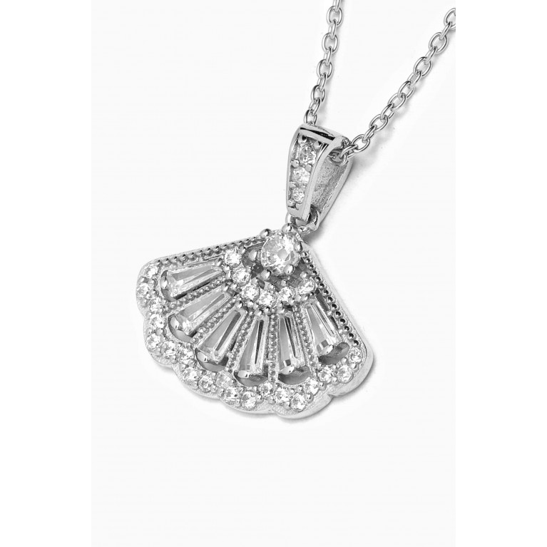 KHAILO SILVER - Fan Crystal Necklace in Sterling Silver