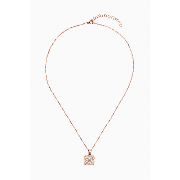 KHAILO SILVER - Square Crystal Necklace in Rose Gold-plated Sterling Silver