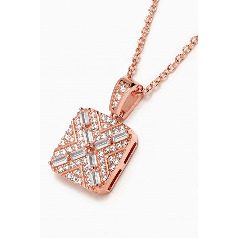 KHAILO SILVER - Square Crystal Necklace in Rose Gold-plated Sterling Silver