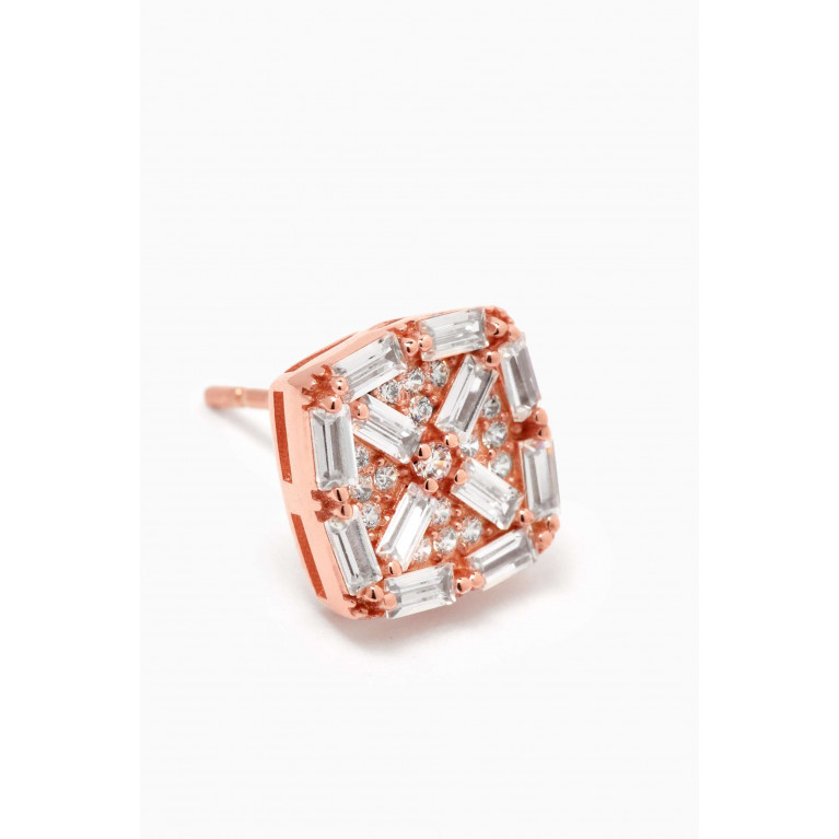 KHAILO SILVER - Crystal Stud Earrings in Rose Gold-plated Sterling Silver