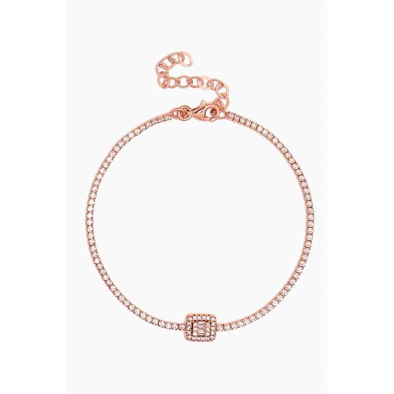KHAILO SILVER - Square Stone Tennis Bracelet in Rose Gold-plated Sterling Silver