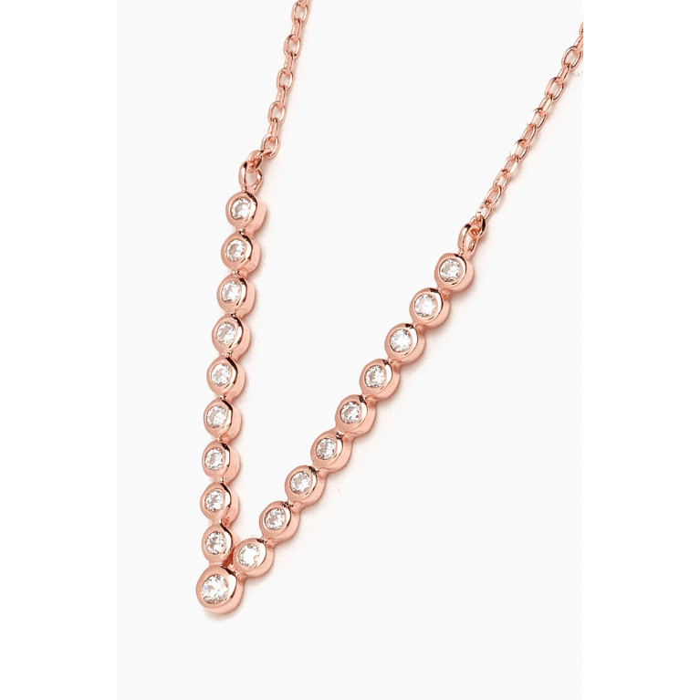 KHAILO SILVER - V-shaped Crystal Necklace in Rose Gold-plated Sterling Silver