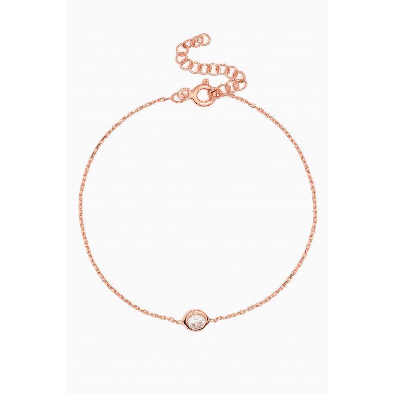 KHAILO SILVER - Round Stone Bracelet in Rose Gold-plated Sterling Silver