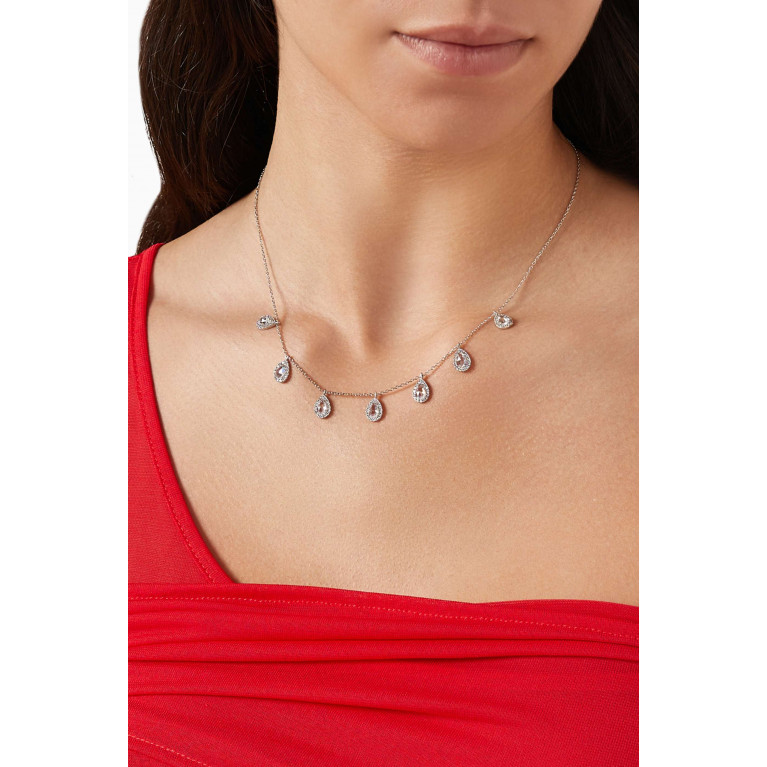 KHAILO SILVER - Pear Crystal Necklace in Sterling Silver
