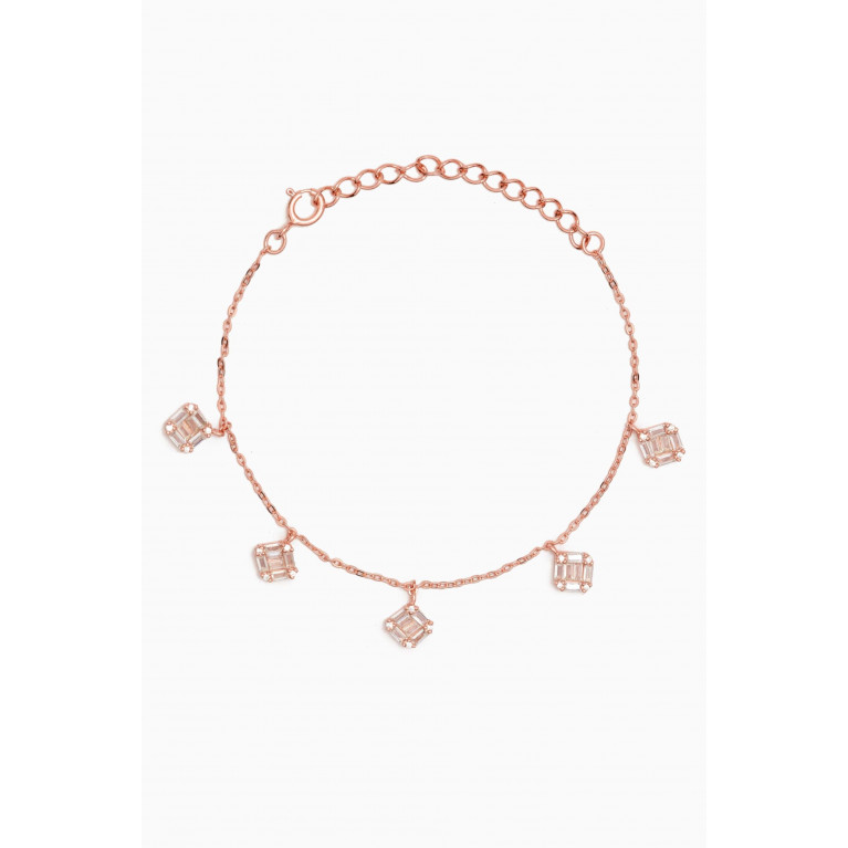 KHAILO SILVER - Crystal Chain Bracelet in Rose Gold-plated Sterling Silver
