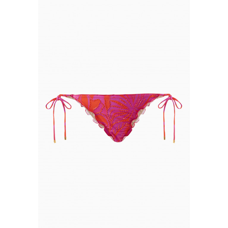 PQ Swim - Embroidered Lettuce Edge Tie Teeny Bikini Bottoms